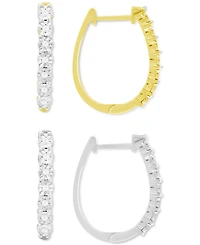 2-Pc. Set Diamond Oval Hoop Earrings (1/6 ct. t.w.) in Sterling Silver & 14k Gold-Plate