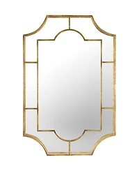 Art Deco Metal Framed Wall Mirror, Gold-Tone