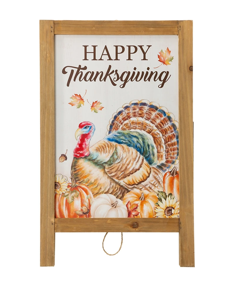 Glitzhome Thanksgiving Turkey Easel Porch Sign, 24"
