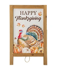 Glitzhome Thanksgiving Turkey Easel Porch Sign, 24"