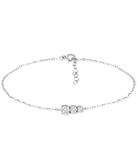 Giani Bernini Cubic Zirconia Graduated Three Stone Chain Link Ankle Bracelet in Sterling Silver, Created for Macy's
