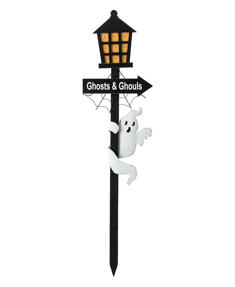 Glitzhome 42" Lighted Halloween Wooden Haunted House Yard Stake