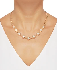 Cultured Freshwater Pearl (8-8-1/2mm) & White Topaz (1/2 ct. t.w.) 18" Statement Necklace in 14k Yellow Gold-Plated Sterling Silver