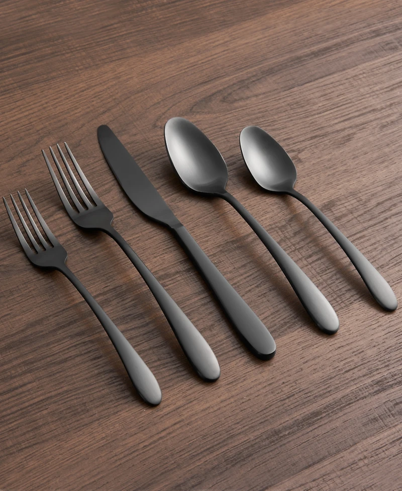 Cambridge Silversmiths Poet Black Satin 20-Piece Flatware Set, Service for 4