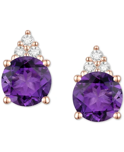 Gemstone & Diamond Accent Stud Earrings