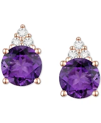 Gemstone & Diamond Accent Stud Earrings