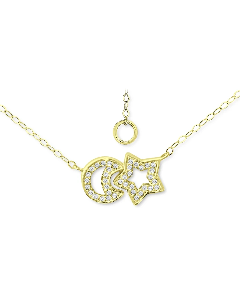 Giani Bernini Cubic Zirconia Moon & Star Pendant Necklace, 16" + 2" extender, Created for Macy's