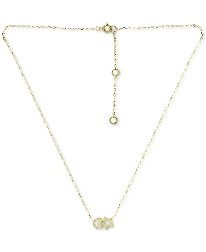 Giani Bernini Cubic Zirconia Moon & Star Pendant Necklace, 16" + 2" extender, Created for Macy's