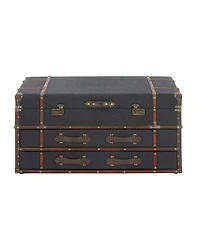 Linen And Wood Traditional Coffee Table