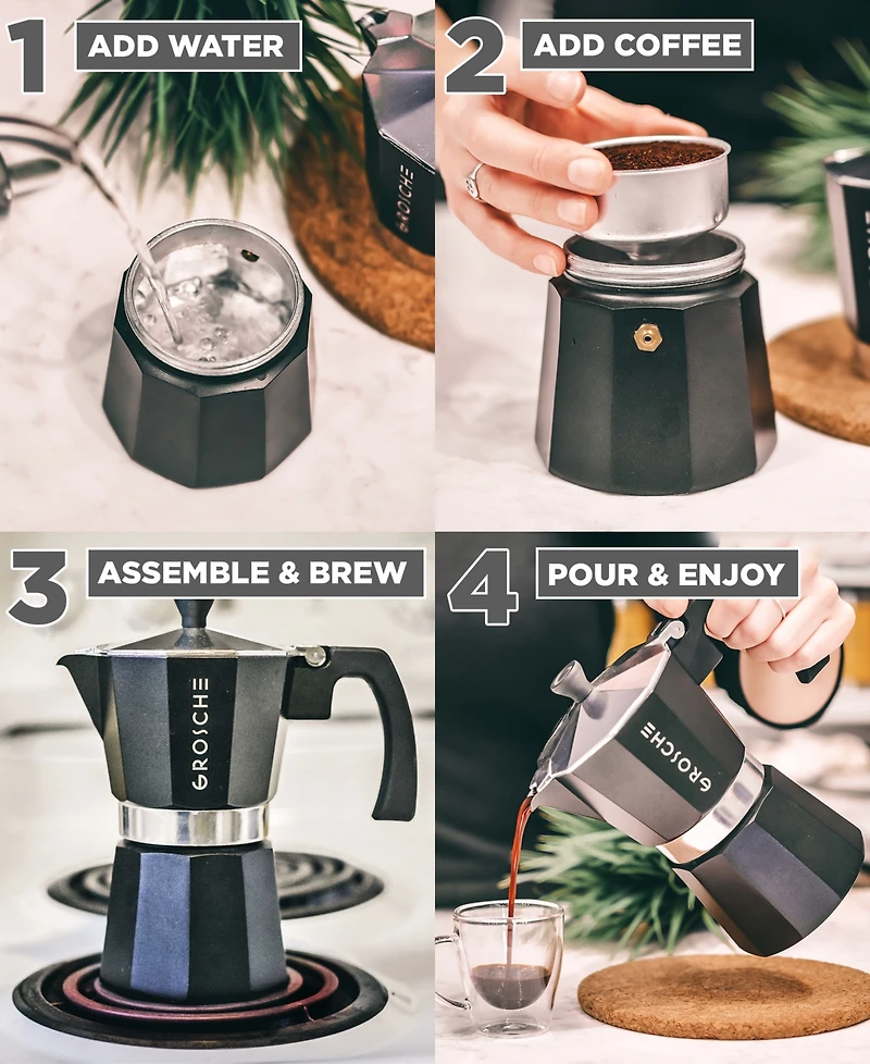 Grosche Milano Stovetop Espresso Maker Moka Pot Cup oz