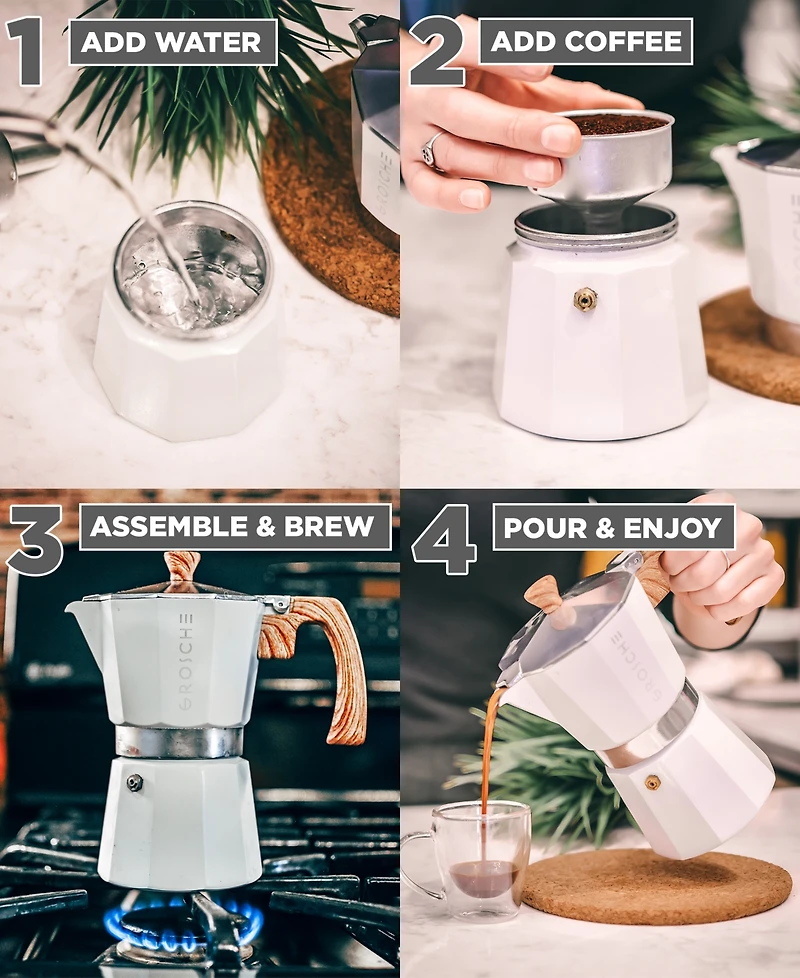 Grosche Milano Stovetop Espresso Maker Moka Pot 6 Espresso Cup Size 9.3 oz