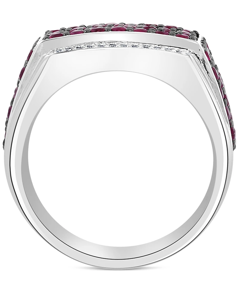 Effy Men's Ruby (2-1/2 ct. t.w.) & Diamond (1/10 Ring Sterling Silver