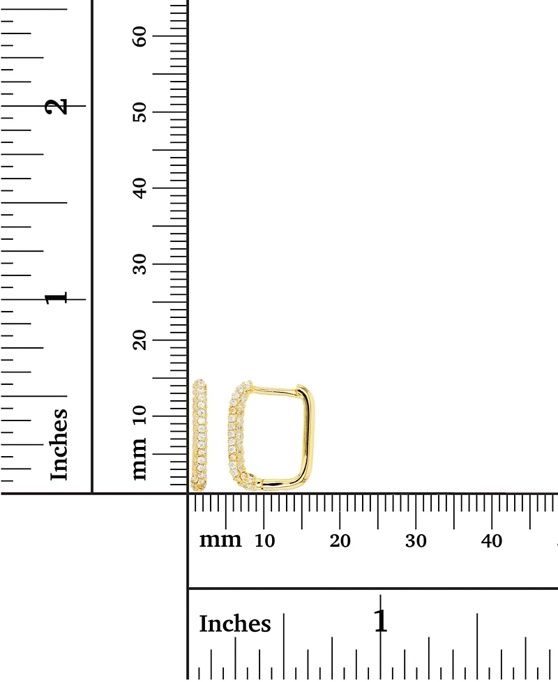 Cubic Zirconia Pave Square Hoop Earrings