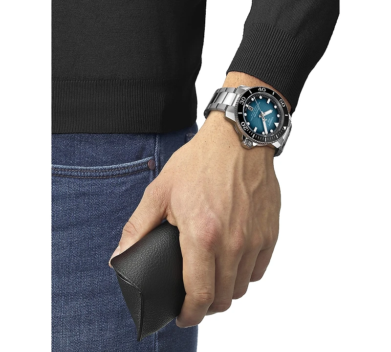 Tissot Men's Swiss Automatic Seastar Stainless Steel Bracelet Watch 46mm