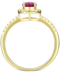 Sapphire (5/8 ct. t.w.) & Diamond (1/5 Halo Ring 14k White Gold (Also Emerald Ruby)