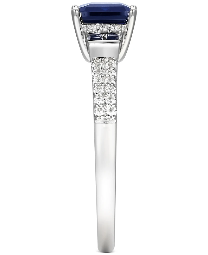 Sapphire (7/8 ct. t.w.) & Diamond (1/6 Ring 14k White Gold (Also Emerald Ruby)