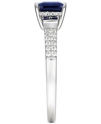 Sapphire (7/8 ct. t.w.) & Diamond (1/6 Ring 14k White Gold (Also Emerald Ruby)