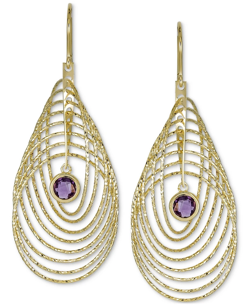 Garnet Bezel Spiral Drop Earrings (2 ct. t.w.) 14k Gold-Plated Sterling Silver (Also Amethyst)