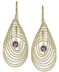 Garnet Bezel Spiral Drop Earrings (2 ct. t.w.) 14k Gold-Plated Sterling Silver (Also Amethyst)
