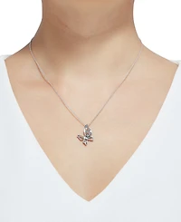 Multicolor (1/5 ct. t.w.) & Diamond Accent Openwork Butterfly 18" Pendant Necklace in Sterling Silver