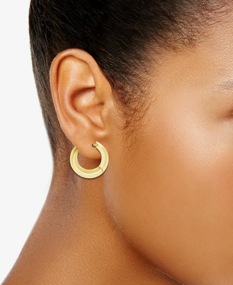 And Now This High Polished Thick Puff Hinge Hoop Earring, Gold Plate and Silver Plate
