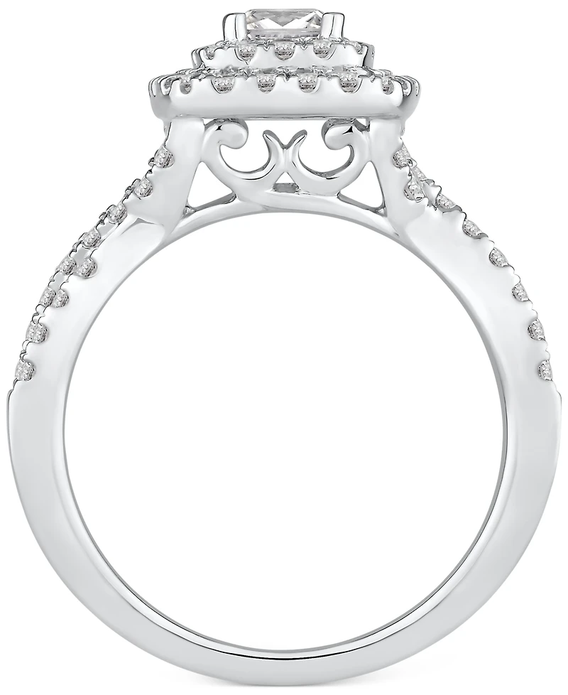 Princess-Cut Diamond Twist Halo Engagement Ring (1 ct. t.w.) 14k Gold