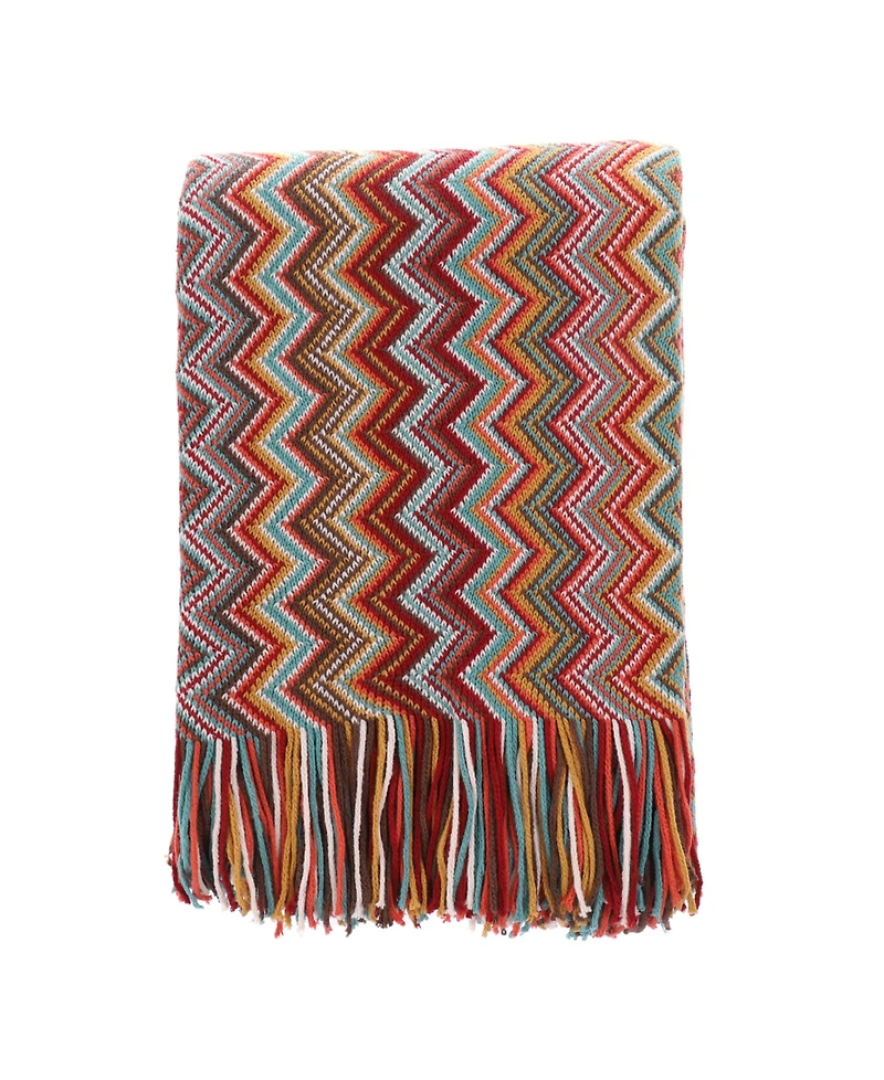 Happycare Textiles Multi-Color Chevron Pattern Throw, 60" x 50"