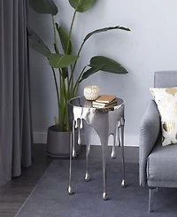 Rosemary Lane Aluminum Drip Accent Table with Melting Design and Shaded Glass Top, 16" x 16" x 25"