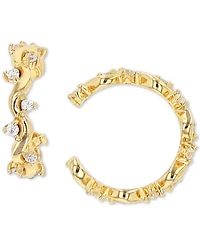 Cubic Zirconia Floral Twisted Ear Cuffs