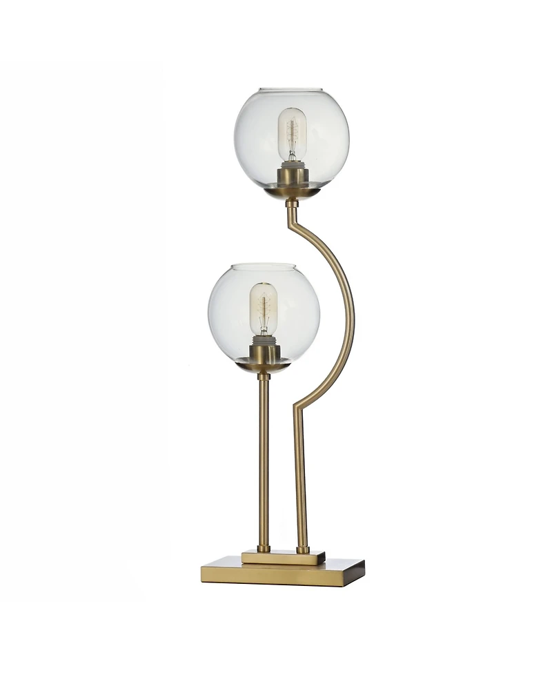 2 Steel Brass Poles with Clear Glass Globe Desk Lamp