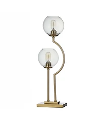 2 Steel Brass Poles with Clear Glass Globe Desk Lamp