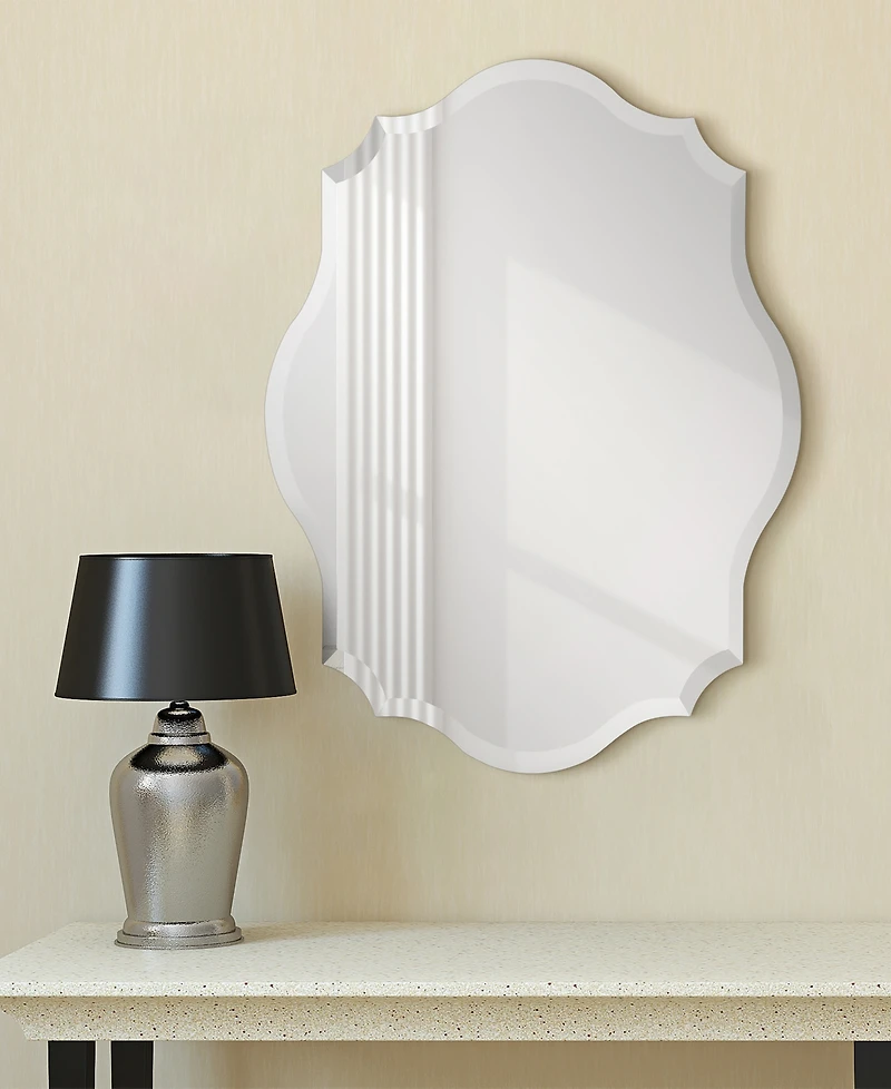 Empire Art Direct Frameless Beveled Oblong Scalloped Wall Mirror