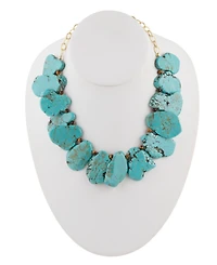 Barse Women's Boulder Genuine Stone Statement Necklace
