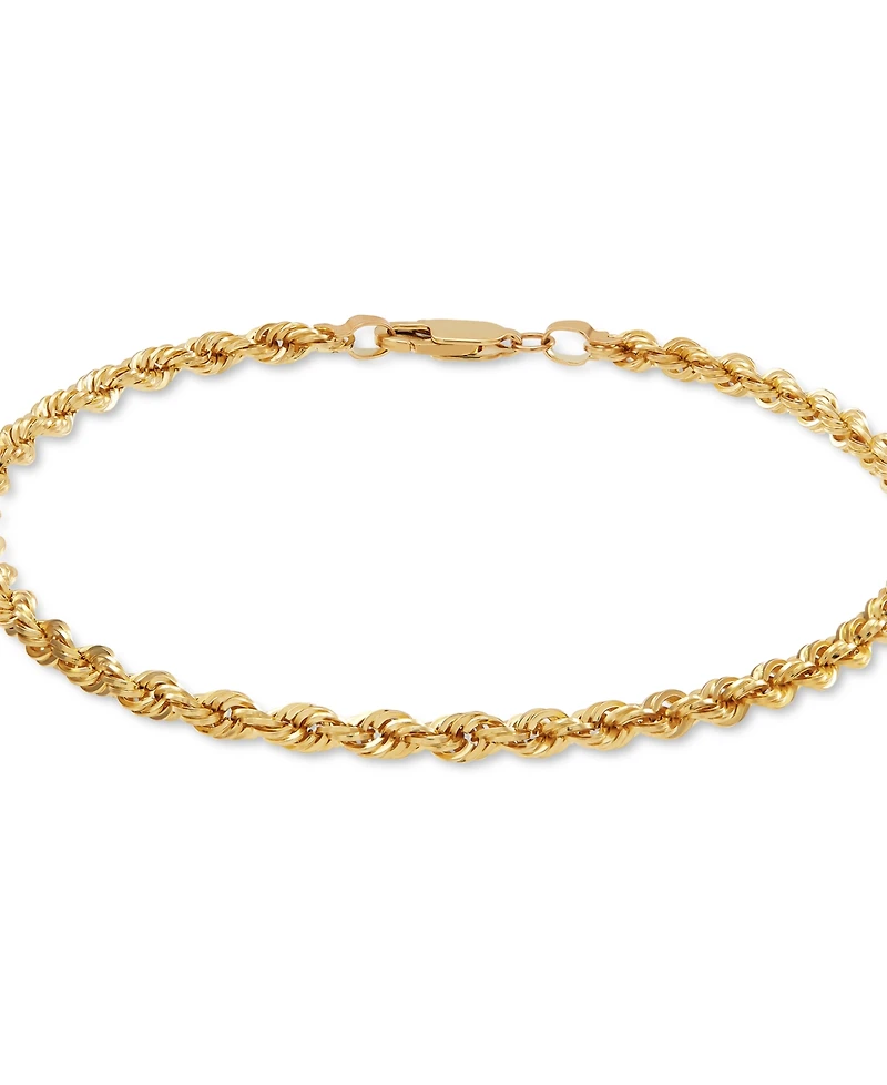 Lightweight Rope Link Chain Bracelet in 14k Gold