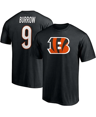 Men's Joe Burrow Black Cincinnati Bengals Player Icon Name and Number T-shirt