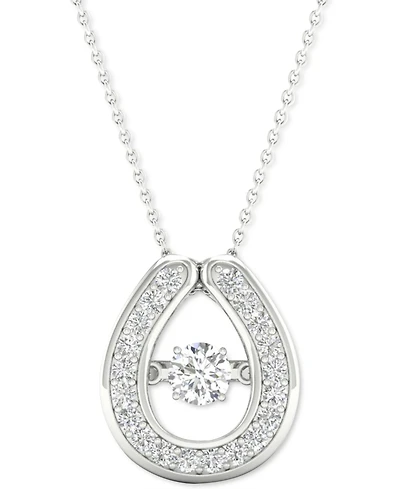 Twinkling Diamond Star Diamond Framed 18" Pendant Necklace (1/5 ct. t.w.) in 10k White Gold
