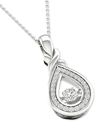 Twinkling Diamond Star Diamond Teardrop Halo 18" Pendant Necklace (1/4 ct. t.w.) in 10k White Gold