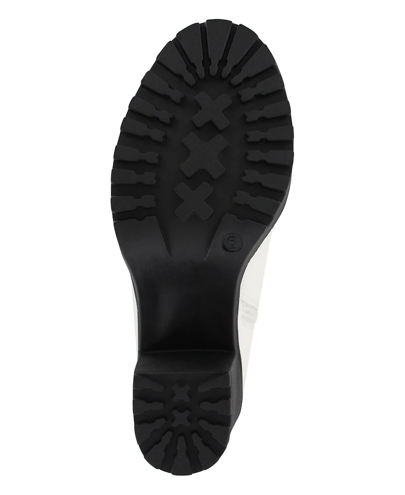 Mia Women's Annamaria Block Heel Lug Sole Biker Boots