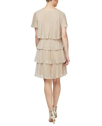 Sl Fashions Tiered Shimmer Shift Dress