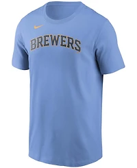 Men's Christian Yelich Light Blue Milwaukee Brewers Name Number T-shirt