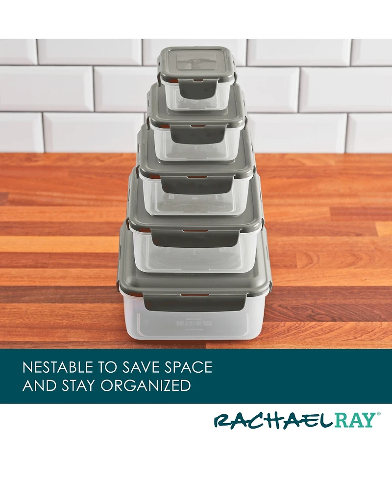 Rachael Ray Stacking 10-Pc. Square Food Storage Container Set