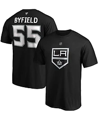 Men's Quinton Byfield Black Los Angeles Kings Authentic Stack Name and Number T-shirt