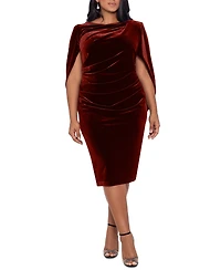 Betsy & Adam Plus Cape-Back Velvet Dress