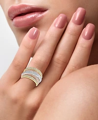 Effy Diamond Multirow Crossover Statement Ring (1-3/8 ct. t.w.) in 14k Gold, White Gold & Rose Gold