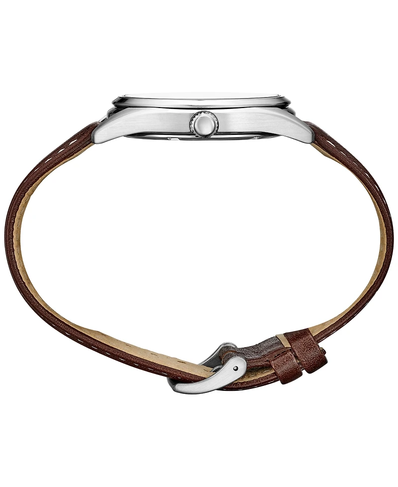 Seiko Men's Essentials Brown Leather Strap Watch 40mm