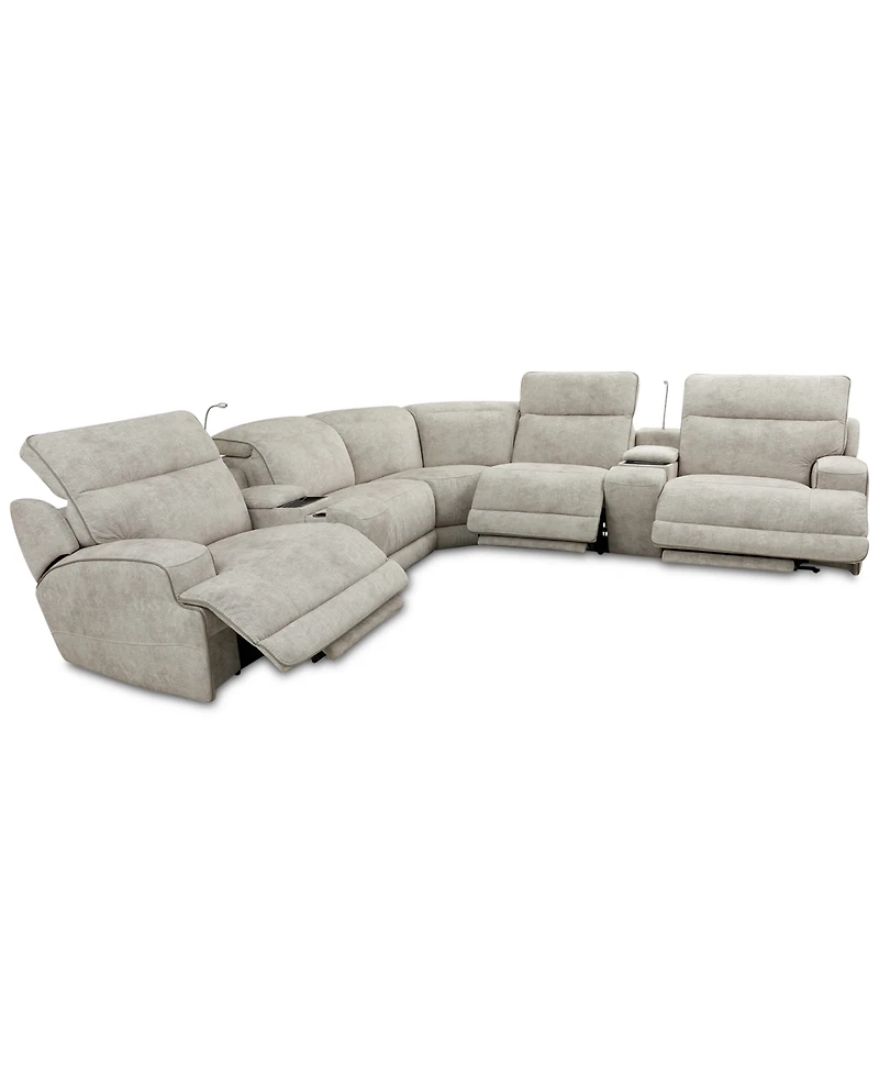 Sebaston -Pc. Fabric Sectional with Power Motion Recliners and 2 Usb Consoles