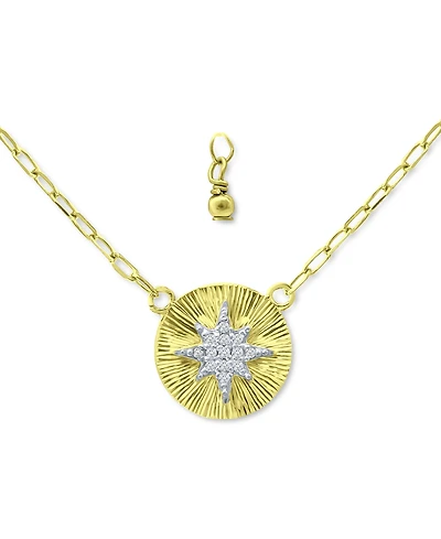Giani Bernini Cubic Zirconia Starburst Disc Pendant Necklace, 16" + 2" extender, Created for Macy's