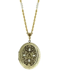2028 14k Gold-tone Imitation Pearl Chain Locket