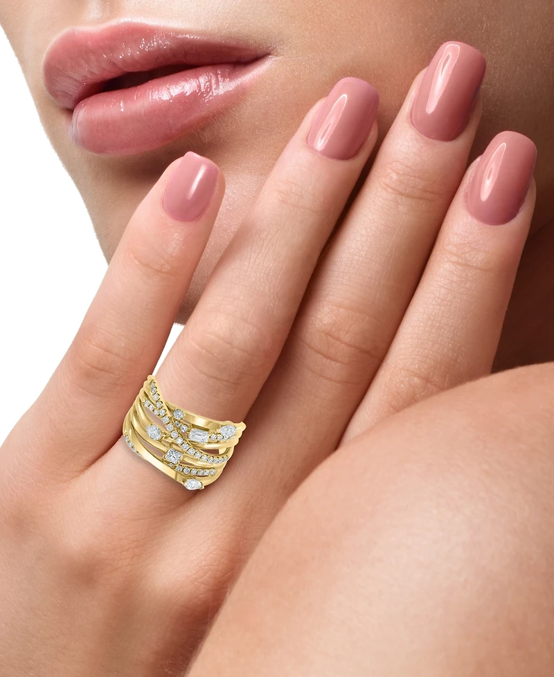 Effy Diamond Multi-Shape Multirow Crossover Ring (1 ct. t.w.) in 14k Gold