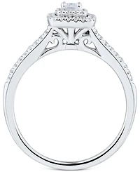 Diamond Emerald-Cut Halo Engagement Ring (1/3 ct. t.w.) in 14k White Gold